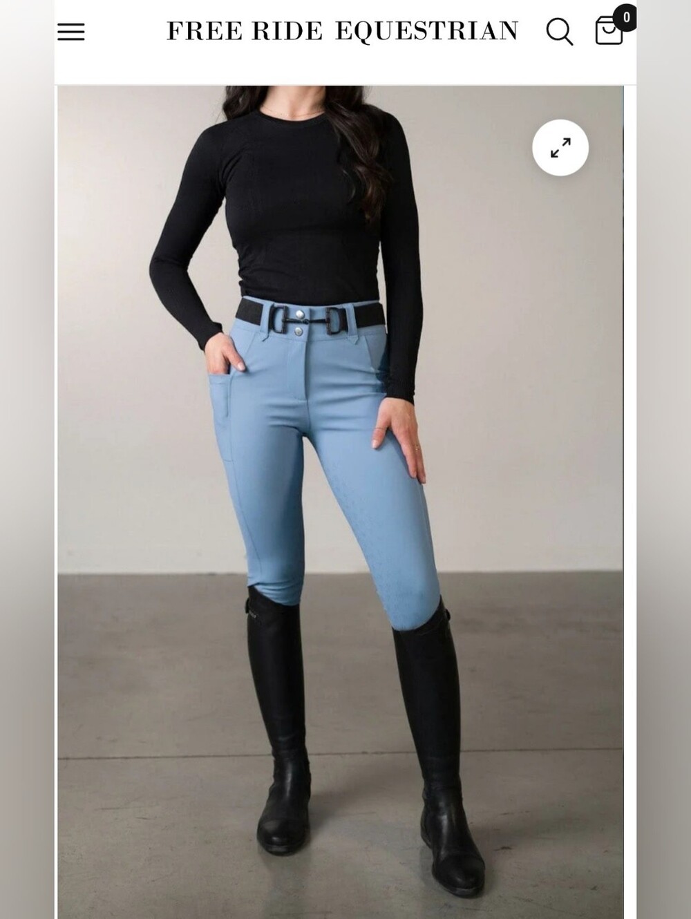 Free Ride Equestrian Women's Light Blue Pro Riding Breeches Full Seat